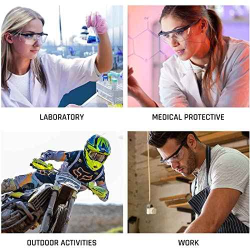 Safety GlassesClear Anti-Fog Goggles Over-Spec Glasses Protective Eye Wear Industrial Approved Wide-Vision£¨4 PACK£©