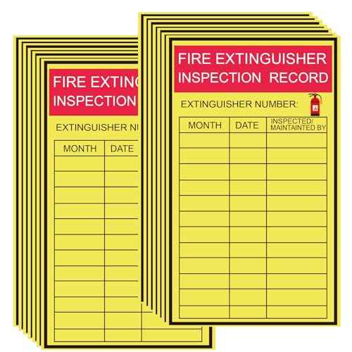 Monthly Fire Extinguisher Inspection Tags Stickers Safety Stickers 3x5 Inch Year Maintenance Extinguisher Recharge and Inspection Record Labels Inventory Sticker 60Pcs Check Record Vinyl Sticker Label