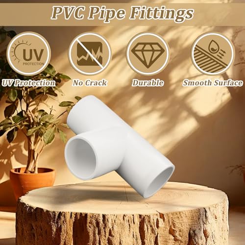 20-Pack 1/2 Inch PVC Tee Fittings - Furniture Grade Pipe Connectors for SCH40 DIY Projects, Outdoor & Indoor Use - Variation: Tee / 1/2 Inch