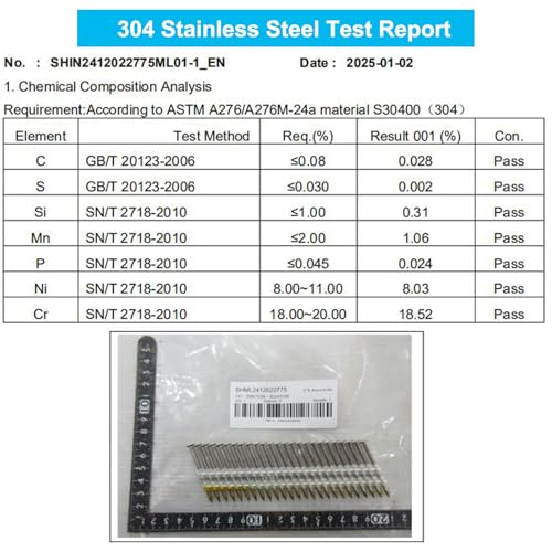 SimCos 2 Inch Stainless Steel Ring Shank Framing Nails - 21° 250-Pack