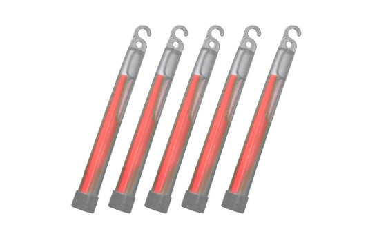 6" Glow Sticks Package of 5 (RED) Emergency Chem Lights - 12 Hour Industrial Grade