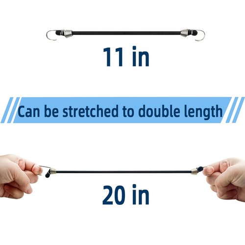 15 Pack Heavy Duty Bungee Cords with Hooks 11 Inch Mini Rubber Bungee Cord Elastic Bungee Straps for Outdoor Camping Small Stretchy Cord for Luggage Roof Racks Tents Tarps Bikes Car Rvs (Black)