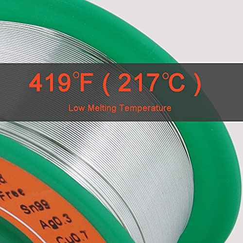 Ultra-Thin Solder Wire 0.01in 0.3mm Rosin Core Flux 2.5, Lead Free Solder Wire Sn99 Ag0.3 Cu0.7 Flow 50g Electronics Soldering Electric Solder