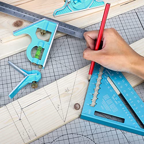 SHALL 7-Inch Rafter & 16-Inch Combination Square Set with Pencils, Aluminum & Zinc Alloys