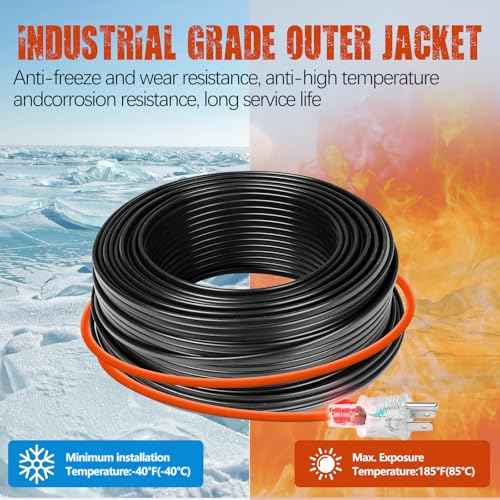 £¨3FT-200FT£©Pipe Heating Cable for Pipe Freeze Protection, Heat Cable for Water Pipes, Heat Tape for Water Pipes, Plumbing Fixtures, Keeps Water Flowing at -40¡ÆF, 120V 5W/FT£¨50FT£©