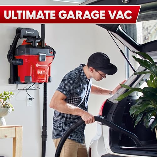 Vacmaster VWMB508 5-Gallon Wet/Dry Shop Vacuum with Remote Control, Red
