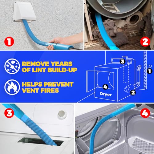 Holikme 35FT Dryer Vent Cleaning Kit 58Pcs - Lint Remover Brush Vacuum Tools (35feet)