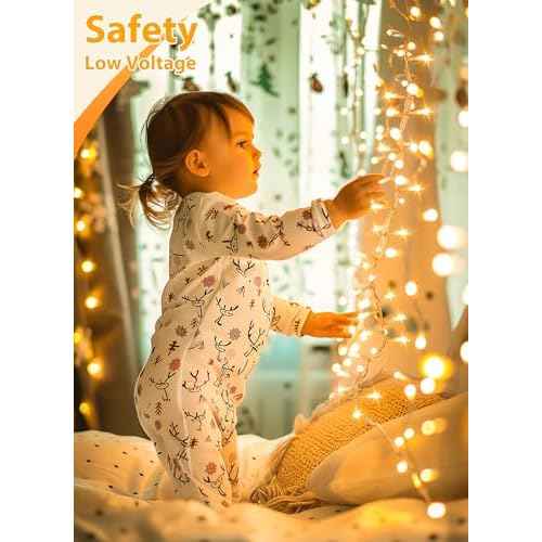 Brightown 50 Ft 1000 LED Christmas Cluster Lights Outdoor, White Wire LED Decorative Christmas Tree Lights with Remote & 12 Modes, Waterproof String Lights for Xmas Party Garden Decor, Warm White