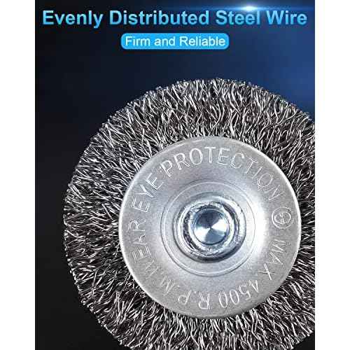 Rocaris 6 Pack Carbon Steel Wire Wheel and Pen Brush Set with 1/4-Inch Hex Shank for Rust Removal, Corrosion and Scrub Surfaces