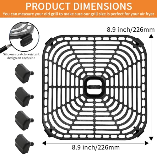Cosori 6 Qt TurboBlaze Air Fryer Crisper Plate - Square 8.9 x 8.9 in, Non-Stick, Dishwasher Safe with Rubber Bumpers (ZuKaYeHome)