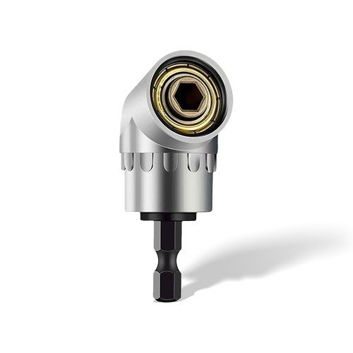 105 Degree Angle Drill Adapter Bit Holder for Electric Screwdriver Power Tool Extension Chuck Corner Turning Attachment (Silver)
