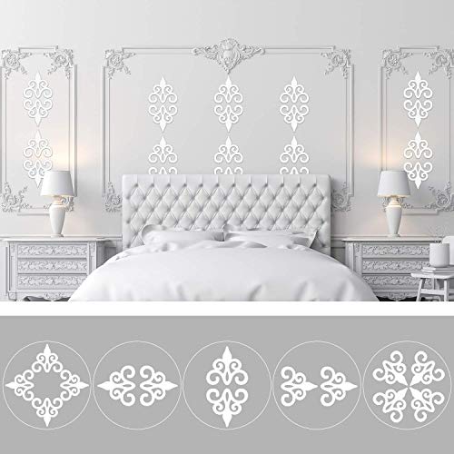Zonon 32 Pcs Acrylic Mirror Wall Stickers Home Decor Decals Silver Mirror Wall Decoration for Living Room Ceiling Ornament for Bedroom Door Adhesive Art Bathroom Hollow Removable Decor, 5 x 5 Inch