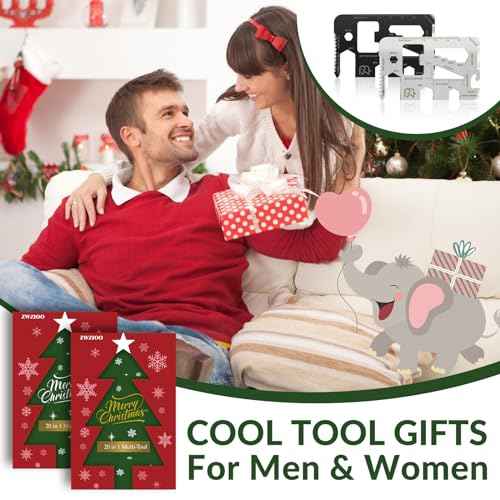 Stocking Stuffers for Adults Men Women, Gifts for Men, 2 Pack 20 in 1 Wallet Credit Card Multitool, White Elephant Christmas Gifts, Mens Stocking Stuffers for Him, Boys, Husband, Dad