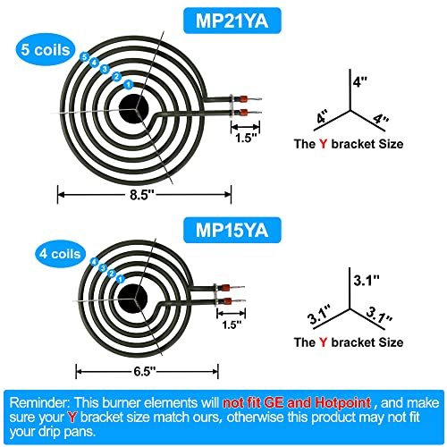 MP22YA 4-Pack Electric Stove Burner Elements for Whirlpool (Not GE/Hotpoint)