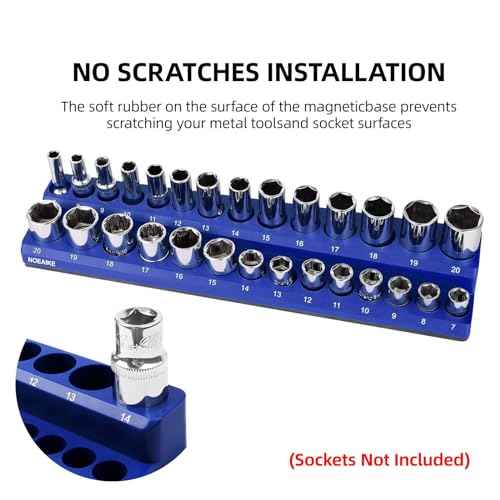 3/8 Inch Magnetic Socket Organizer,2-Pack Metric &SAE Sockets Holder Set 3/8" Drive Socket Trays, Holds 56 Pcs Standard and Deep Size Sockets(Socket not Included)