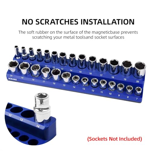 NOEAIKE 4-Pack Magnetic Socket Organizer Set 3/8 in & 1/4 in SAE & Metric
