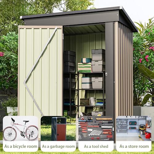 Patiowell 5x3 FT Outdoor Storage Shed Brown - Weatherproof Garden Tool Storage