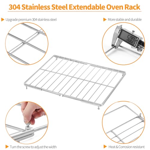 Adjustable 304 Stainless Steel Oven Rack - Universal Extendable Rack 17.3-25.6 in