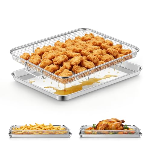 P&P CHEF 16" x 12" Air Fryer Basket & Tray for Oven - Stainless Steel