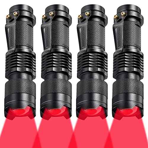 Honoson 2 Pieces Red Light Flashlight LED Single Mode Torch 1 Mode Scalable Red Lens Filter Flashlight for Night Astronomy Aviation Observation Beach Turtle Safe