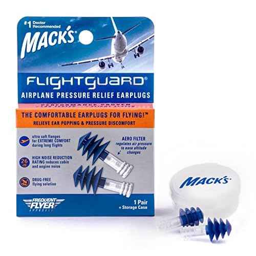 Mack¡¯s Flightguard Airplane Pressure Relief Earplugs ? 26dB NRR, 33dB SNR ? Comfortable, Safe, Travel Ear Plugs for Flying Air Pressure Ear Pain, Ear Popping and Noise Reduction