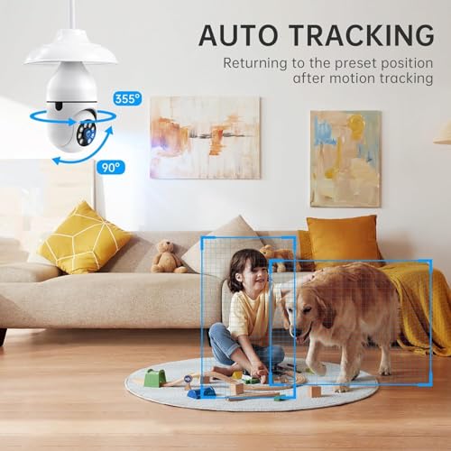 Light Bulb Security Camera, 5G& 2.4GHz WiFi Security Cameras Wireless Outdoor for Home Security, 2-Way Audio Color Night Vision, 2-in-1 Lightbulb Socket Camera Motion Detection Siren Alarm