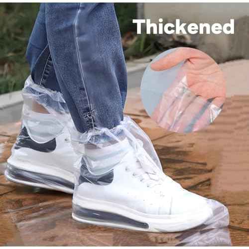 20 PCS Shoe Covers Disposable, Rain Shoe Covers, Shoe Covers for Rain, Waterproof Boot Covers, Disposable Shoe Covers, Non-Slip Outdoor Waterproof Shoe Covers Women and Men (10 Pairs,Clear)