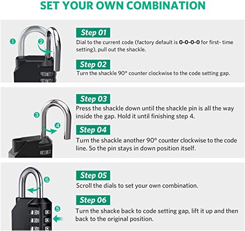 AIHYTU Black 4-Digit Resettable Combination Padlock Waterproof Heavy Duty for Gym Locker, Fence Gate, Toolbox – 2 Pack