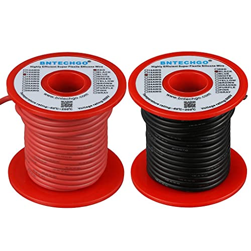 BNTECHGO 16 AWG Silicone Wire 50ft Red & Black - Flexible Tinned Copper Cord