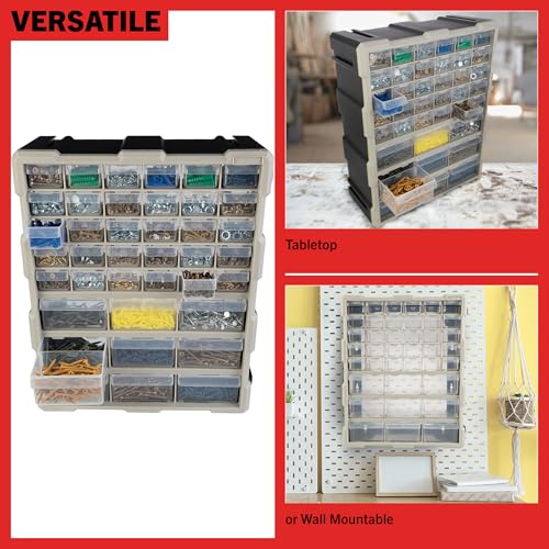 Stalwart 39-Drawer Plastic Small Parts Organizer, Black – 9 large & 30 small drawers