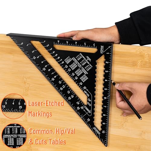 Mr. Pen 12-Inch Aluminum Rafter Square for Roofing & Woodworking