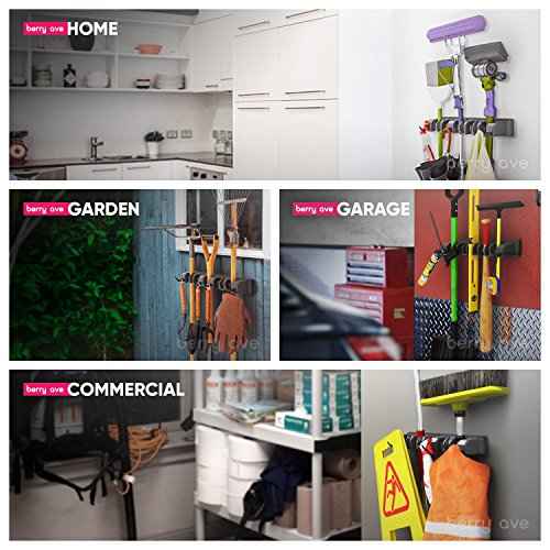 EXTRA GRIP Mop & Broom Holder Wall Mount - Wall Hanging Garden Tool & Utility Closet Organizer, Mop & Broom Hook, Broom Hanger Wall Mount, Mop Broom Organizer, Wall Mounted Broom Rack Mop Storage