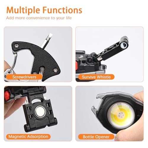 Black 2-Pack MAKDAK Rechargeable Keychain Flashlights with 7 Modes & Lighter Function