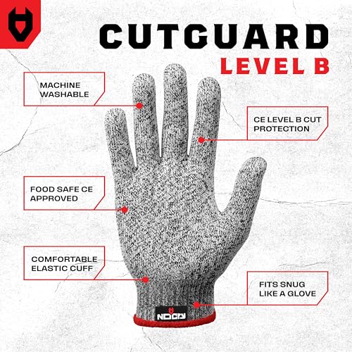 NoCry Level 5 Food Safe Cut Resistant Gloves Medium Grey for Food Prep