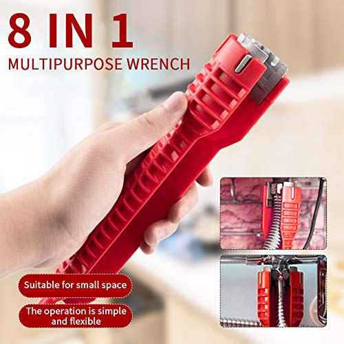 8 in 1 Faucet and Sink Wrench,Multi-Purpose Wrench Plumbing Tool Basin Spanner? for Toilet Bowl/Sink/Bathroom/Kitchen Plumbing and More Repair Hand Tools(COLOR:red)