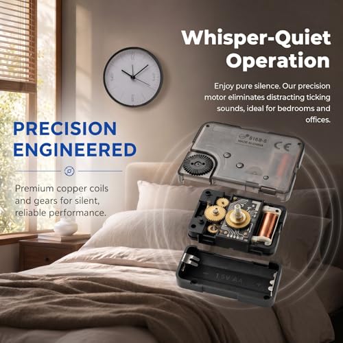 Silent Sweep Quartz Clock Movement Replacement with Plastic Housing - 12888, 5.60x5.60x1.60cm