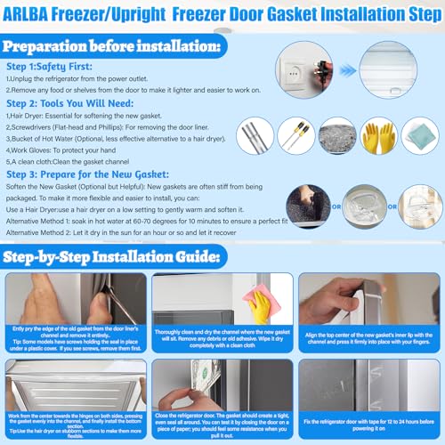 ARLBA 5304506126 Freezer Door Gasket Seal for Frigidaire/Kenmore Crosley