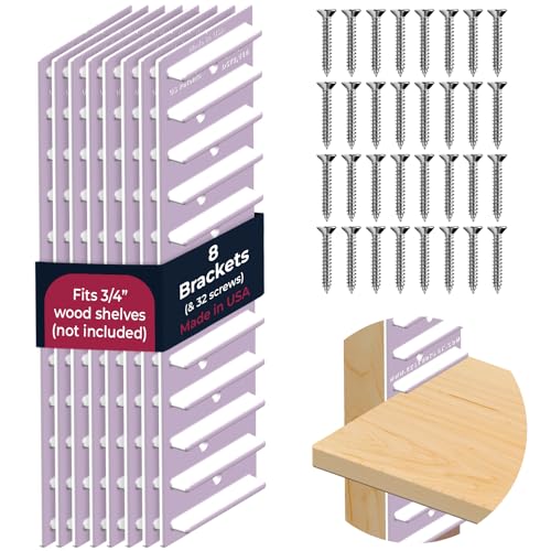 White EZStudRack Adjustable Shelf Brackets 8-Pack - Custom-Fit Wall Shelving