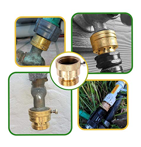 2 Pack Brass 3/4 Inch GHT Hose Bibb Backflow Preventer Vacuum Breaker Set