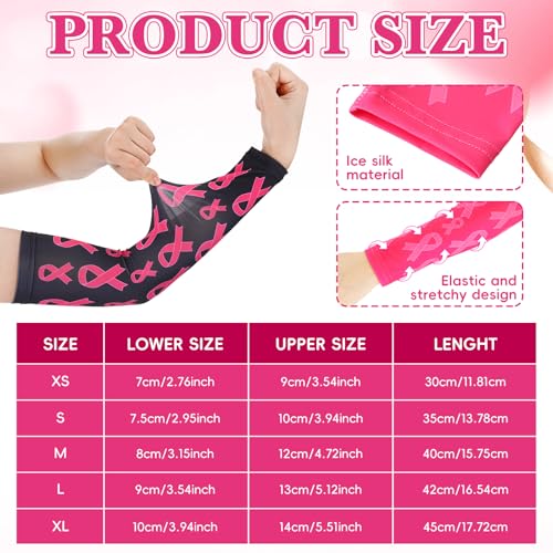 Handepo 12 Pairs Pink Football Arm Sleeves Youth Breast Cancer Awareness Football Arm Sleeves Bulk for Youth Women Men