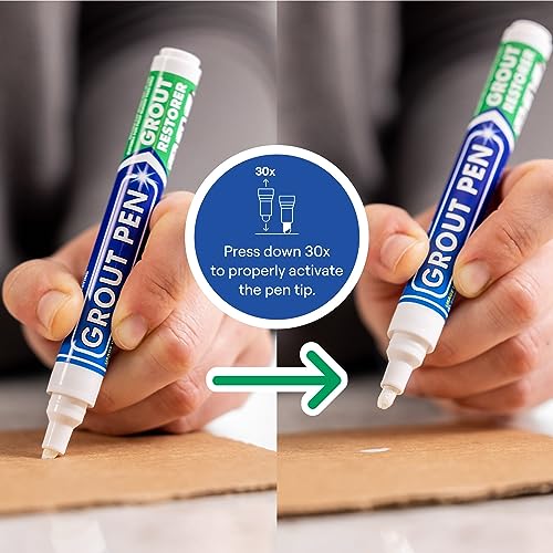 White Grout Pen for Tile Touch-Up - 2 Pack with Extra Tips, 7mL