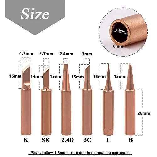 Mesee 12 Pcs Soldering Iron Tip Kit, Lead-Free Copper 900M Solder Tips Replacement Welding Head Tool Accessories for Hakko, Radio Shack, TENMA, ATTEN, Quick, Aoyue, Yihua Solder Station