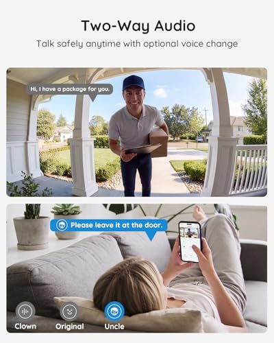 BOIFUN Wireless Video Doorbell Camera 2K HD Black - No Subscription Required
