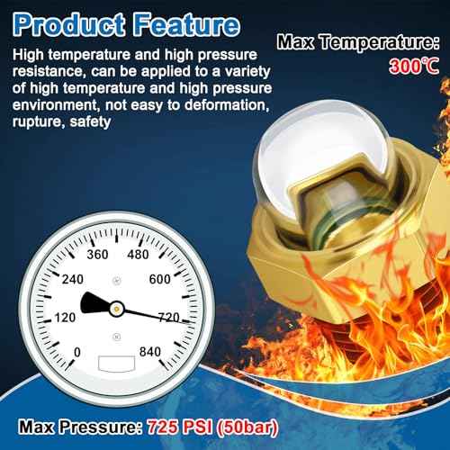 Fanovo Set Of 1 Dome Oil Sight Glasses£¬1/2'' NPT Brass Surper Transparent Dome Oil Sight Plug Sanitary Sight Window for Tanks, Air Compressors, Pumps, Piping System, Automotive Industries lab Equipmen