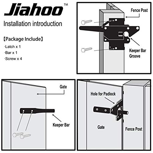 Post Mount Gate Latch for Wooden Fence Self-Locking Heavy Duty Gate Hardware