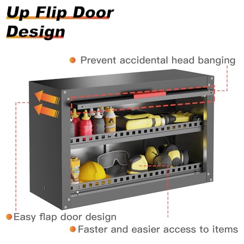 Kelueo 18.5 in H Garage Wall Cabinet with Up Flip Door, 30.3 x 13 in storage