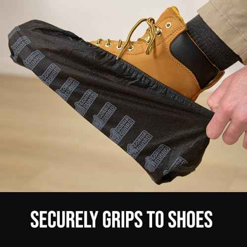 GORILLA GUARD Shoe Covers Disposable, Pack of 50 (25 Pairs) Ankle Booties, Tear and Dust Resistant Accessories for Work, Heavy Duty Safety Boot Cover for Indoors and Outdoors, Secure Fit Black