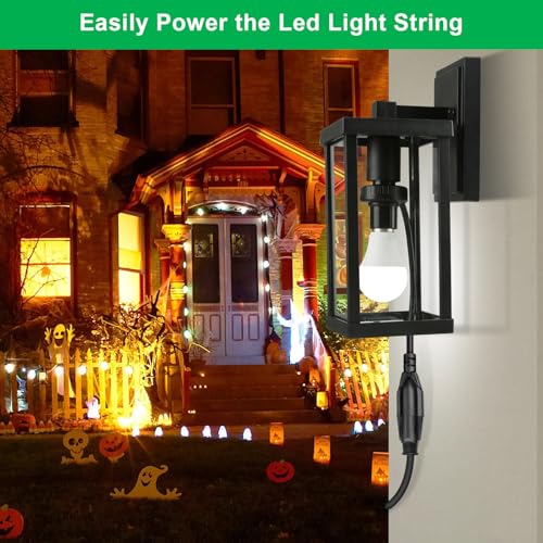 UYODM 1 Pack 3 in 1 Light Socket Outlet Adapter with Extension Cord - Supports E26/E27, 3-Prong, Black (Variation 1)