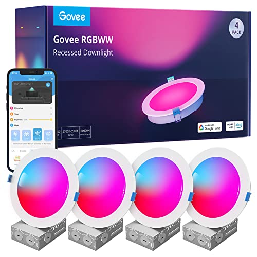 Govee 6 Inch Smart Recessed LED Downlights 1100 Lumens, 4 Pack