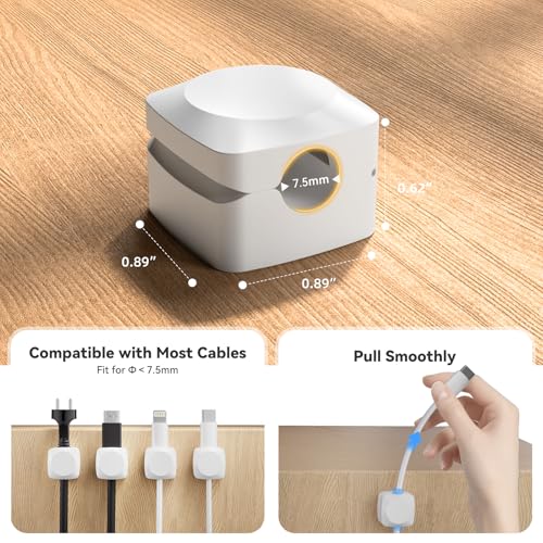 Daisyhome White Rotatable Cord Organizer with Strong Adhesive, 8-Pack